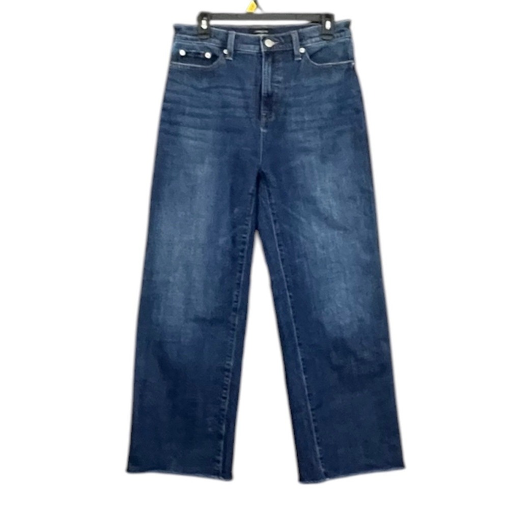Banana Republic Wide Leg Jeans Womens 29/8 Blue Ultra High-Rise Raw Hem